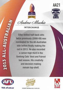 2014 Select AFL Honours Series 1 - All Australian #AA21 Andrew Mackie Back